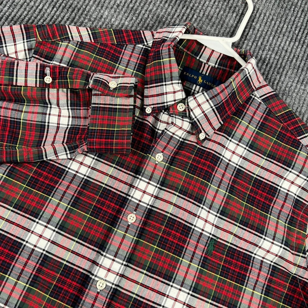 Ralph Lauren Shirt Mens XL Extra Large Red Plaid Long Sleeve Button Down Casual